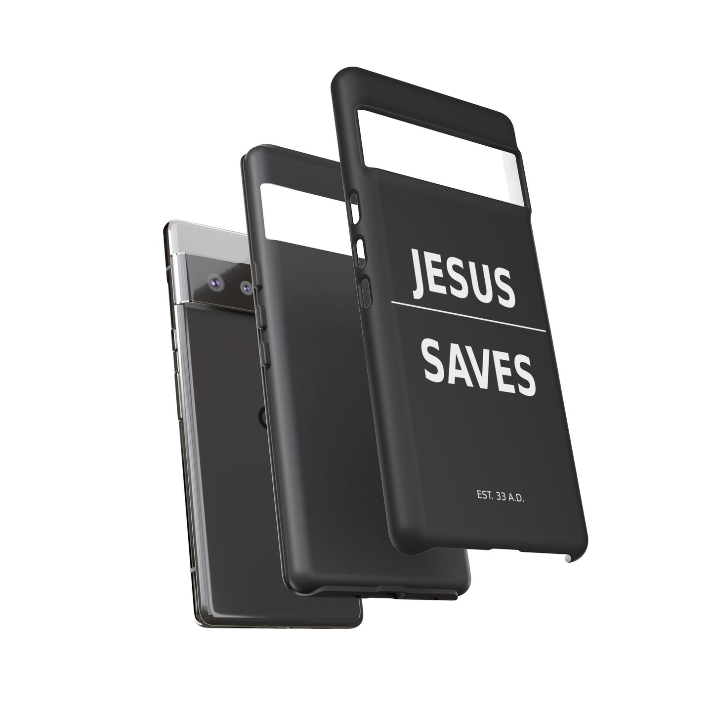 Jesus Saves Phone Case Christian Religious Minimalist Black Tough Cover