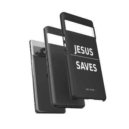 Jesus Saves Phone Case Christian Religious Minimalist Black Tough Cover