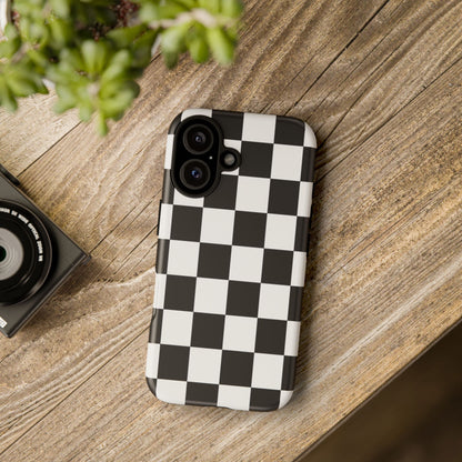 Black & White Checkerboard Phone Case – Classic Aesthetic Tough Protective Case for Iphone, Samsung Galaxy and Pixel