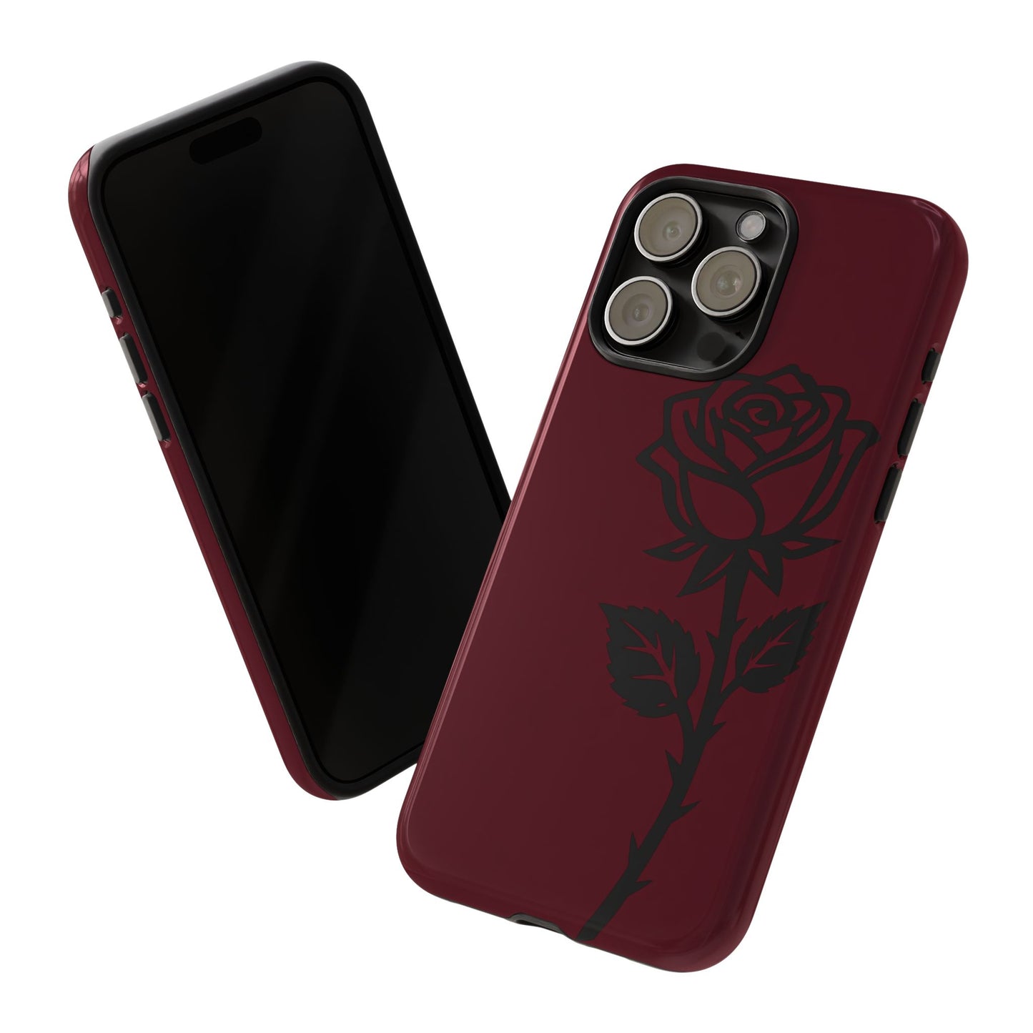 Black Rose Burgundy iPhone Case | Dark Aesthetic Shockproof Protective Cover