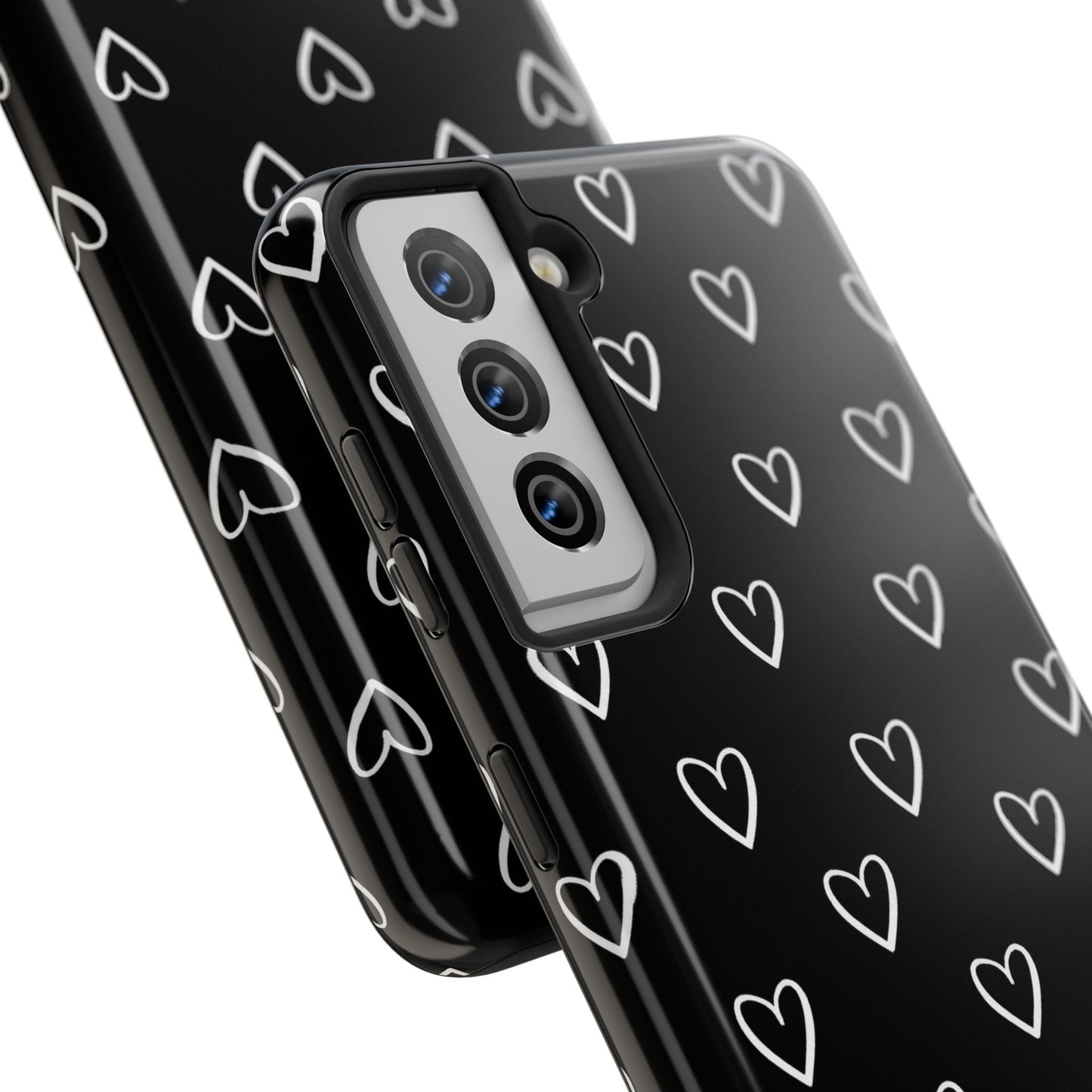 Doodle Heart Phone Case – Minimal Black & White Heart Pattern | Tough Protective Case