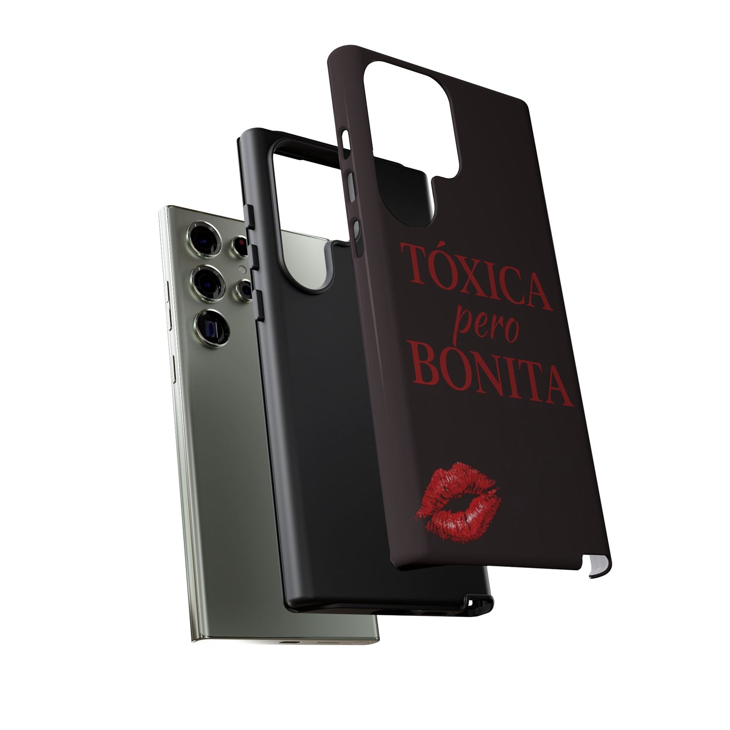 Toxica Pero Bonita Phone Case, Latina Quote Case, Red Lips Aesthetic, Spanish Saying Case, Trendy Tough Cover