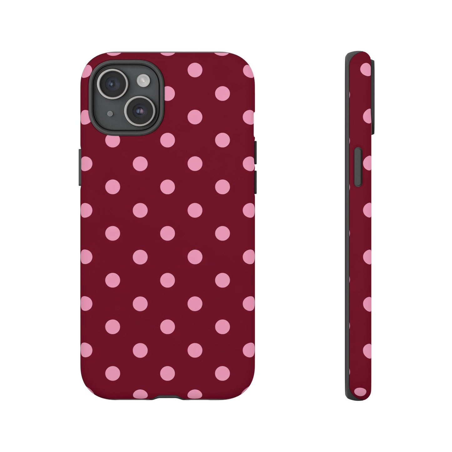 Pink Polka Dot Phone Case – Cute Aesthetic Tough Protective Phone Cover for Iphone, Samsung Galaxy and Pixel