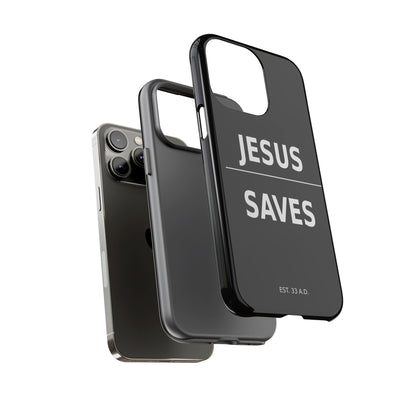 Jesus Saves Phone Case Christian Religious Minimalist Black Tough Cover