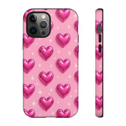 Pink Heart Pattern Phone Case | Tough Protective Case for Iphone, Samsung Galaxy and Pixel