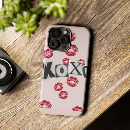XOXO Kiss Print Phone Case | Coquette Valentine Aesthetic | Cute Pink Lipstick Kiss Tough Case for iPhone & Samsung