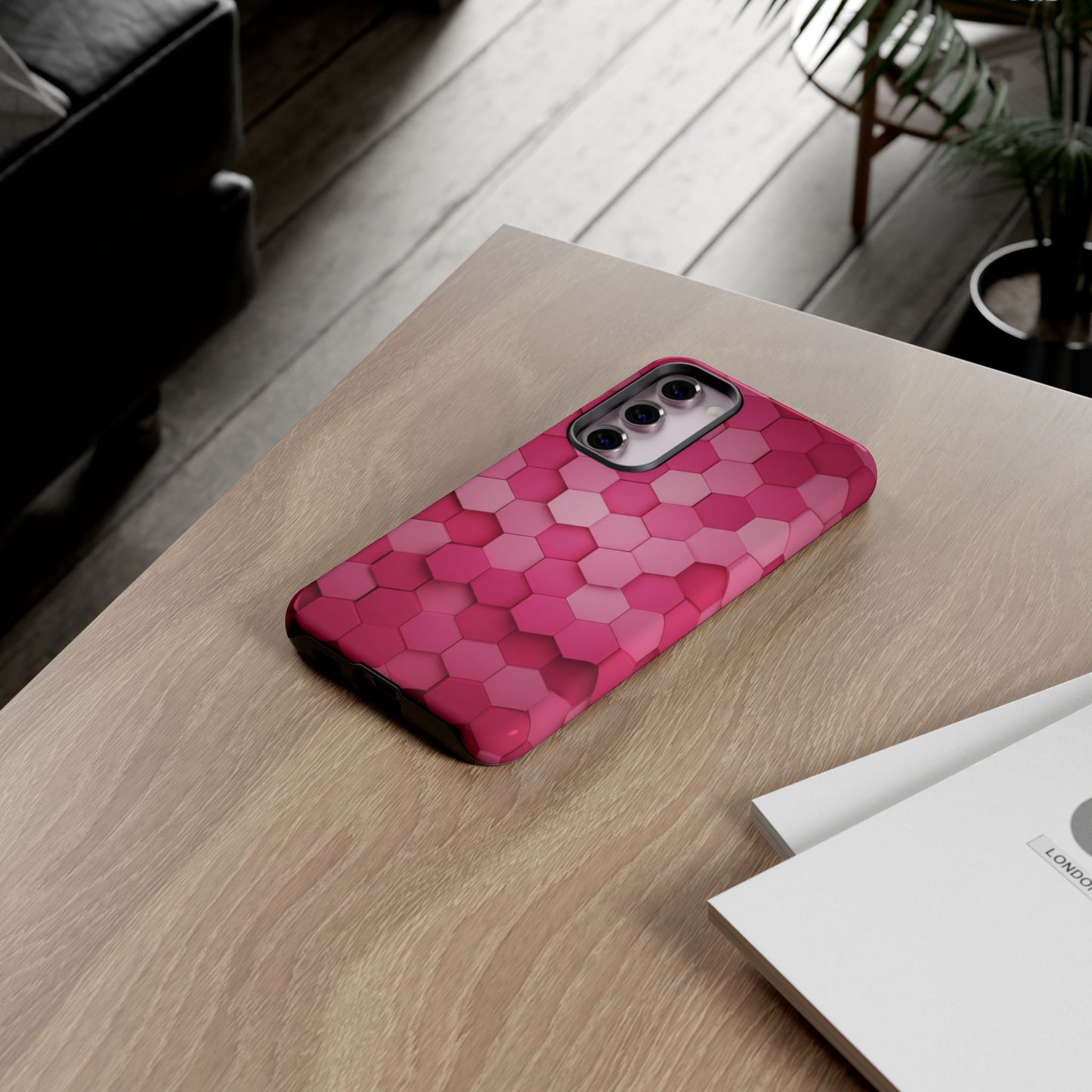 Hot Pink Hexagon Phone Case | Honeycomb Geometric Aesthetic | Cute Pink iPhone & Samsung Tough Protective Case