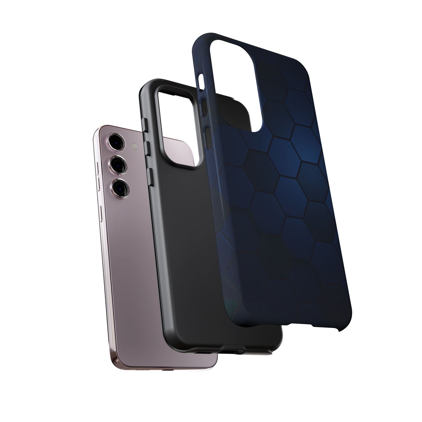 Blue Hexagon Gradient Phone Case | Honeycomb Geometric Tech Aesthetic | Minimalist Tough Case for iPhone & Samsung