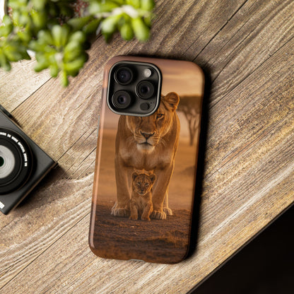 Lioness & Cub Phone Case | Safari Wildlife Tough Case for iPhone & Samsung