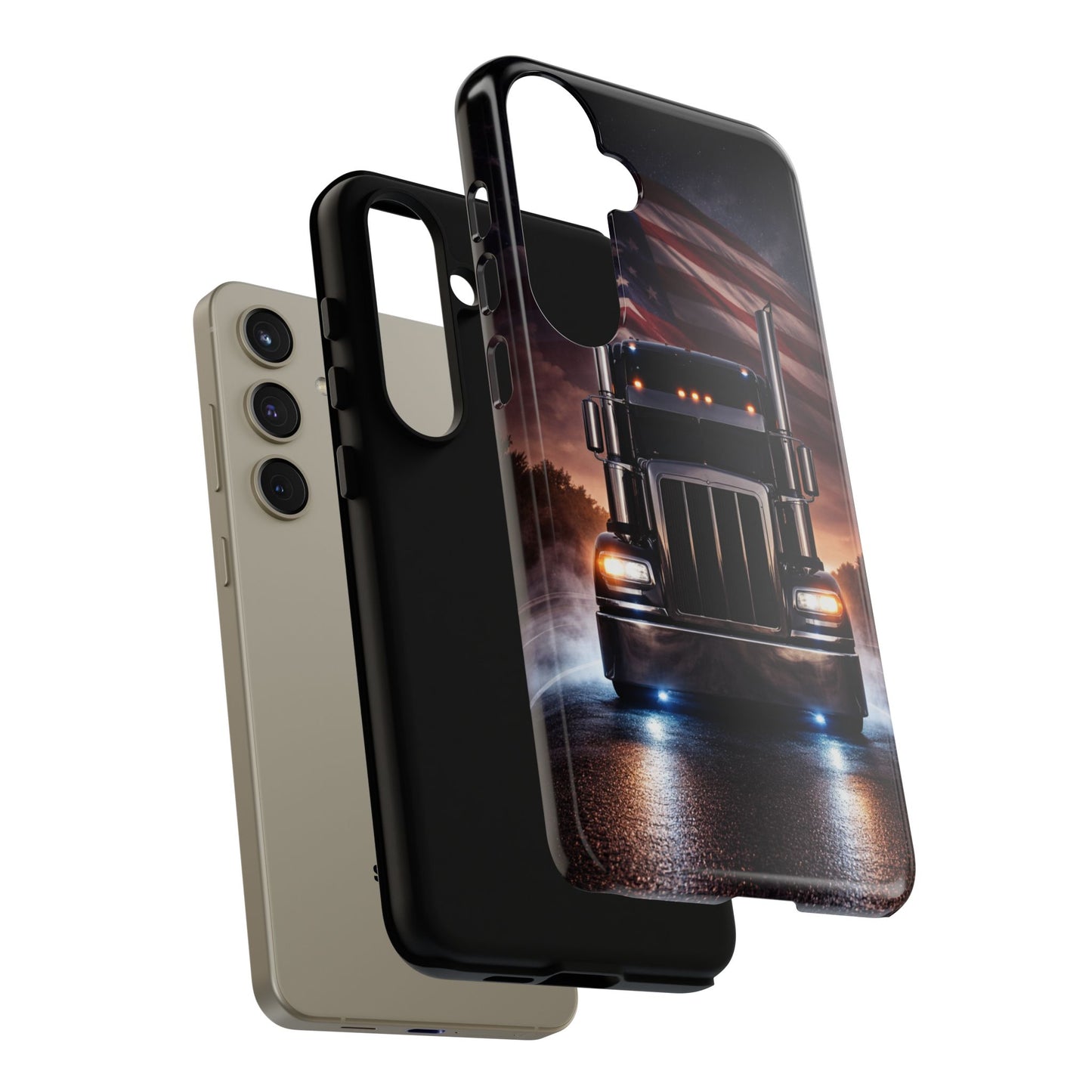 Semi Truck Phone Case American Flag Big Rig Trucker Gift iPhone Samsung