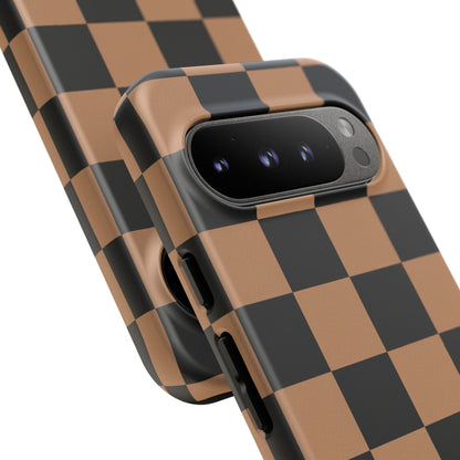 Brown Checkerboard Phone Case | Aesthetic Tough Protective Case