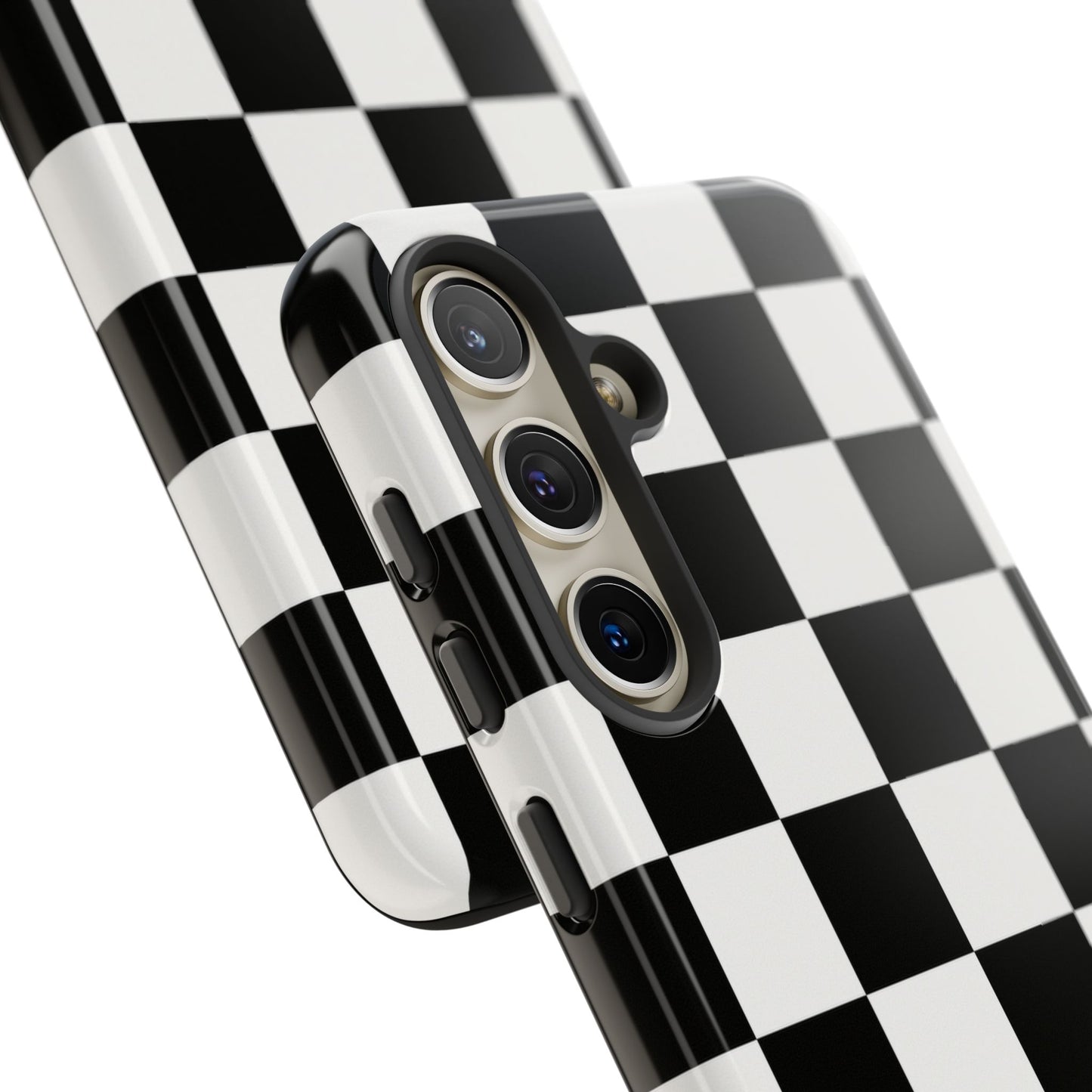Black & White Checkerboard Phone Case – Classic Aesthetic Tough Protective Case
