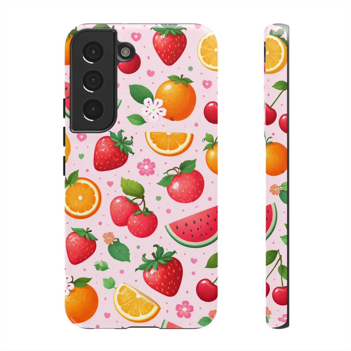 Fruit Phone Case – Tough Shockproof, Strawberry Cherry Citrus Summer Design for Iphone, Samsung Galaxy and Pixel