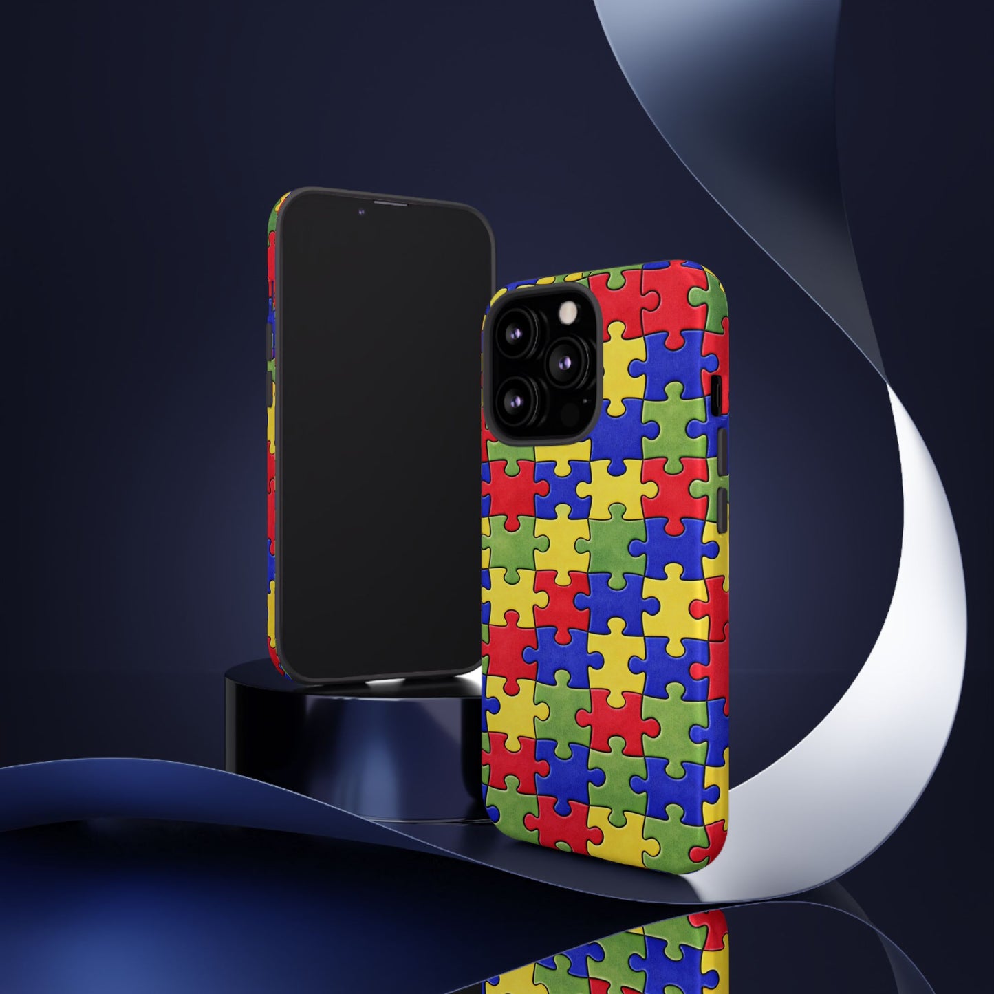 Colorful Puzzle Phone Case, Autism Awareness Jigsaw Design, Tough Protective Case, iPhone & Samsung Case, Vibrant Puzzle Pattern