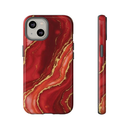 Red Agate Marble Phone Case – Gold Vein Luxury Stone Tough Case (iPhone, Samsung, Pixel)