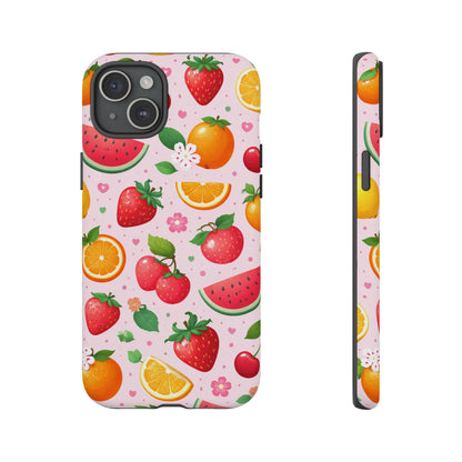Fruit Phone Case – Tough Shockproof, Strawberry Cherry Citrus Summer Design for Iphone, Samsung Galaxy and Pixel