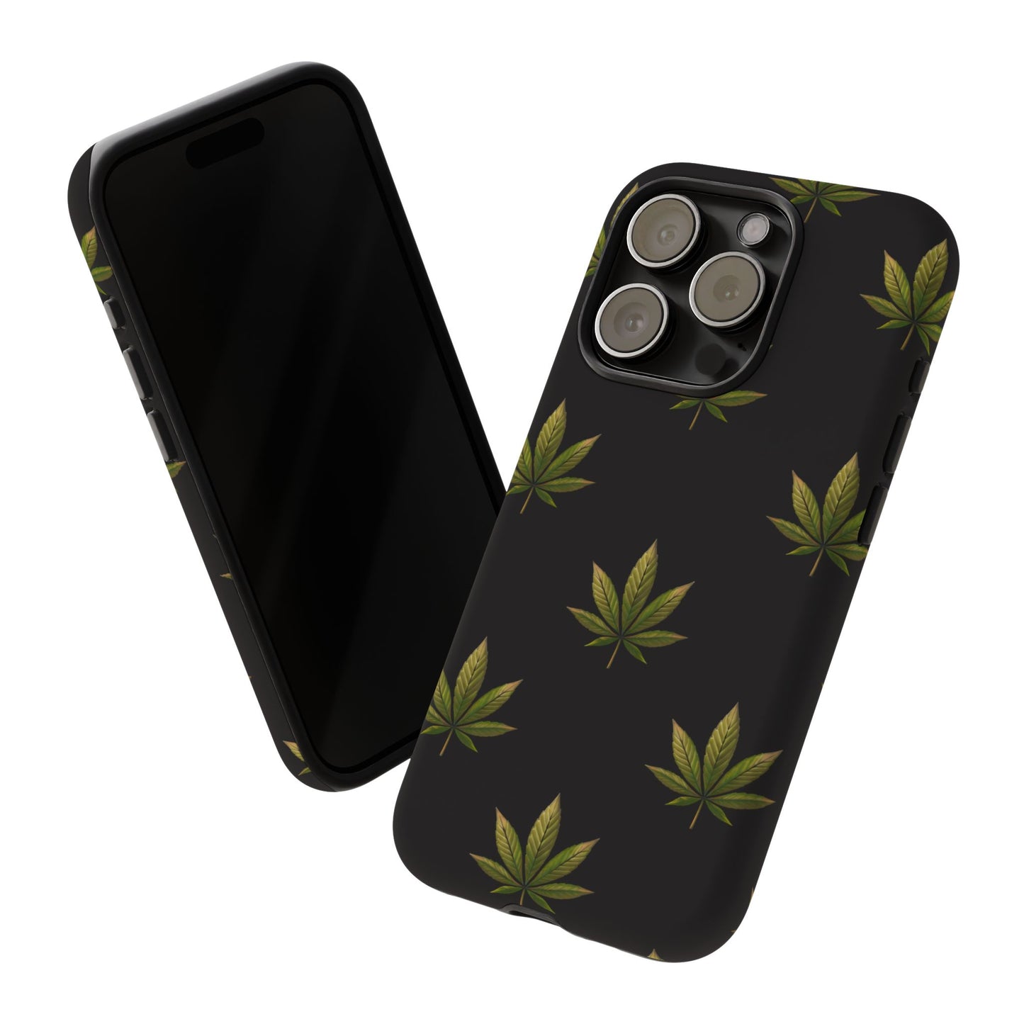 Cannabis Leaf Phone Case Green Weed Leaf Pattern Tough Protective Cover