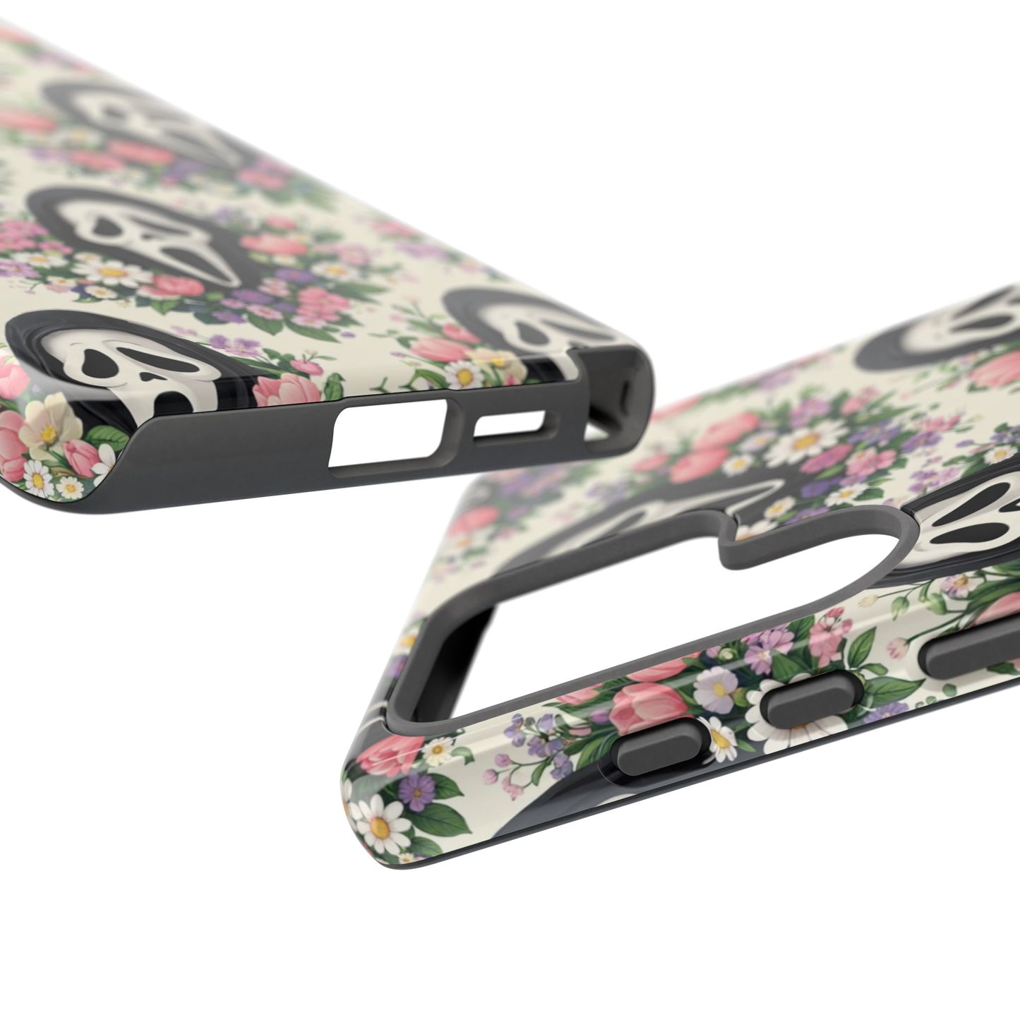 Floral Ghost Face Aesthetic Phone Case – Cute Spooky Tough Cover