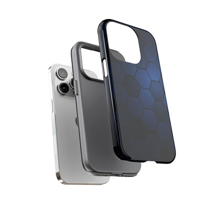 Blue Hexagon Gradient Phone Case | Honeycomb Geometric Tech Aesthetic | Minimalist Tough Case for iPhone & Samsung