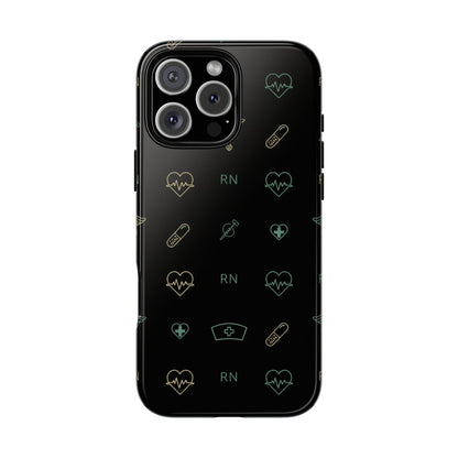 RN Nurse Phone Case – Minimal Medical Icon Pattern Healthcare Worker Tough Case