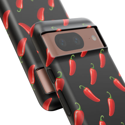 Spicy Chili Pepper Phone Case – Black Cute Hot Pepper Tough Cover for Iphone, Samsung Galaxy and Pixel