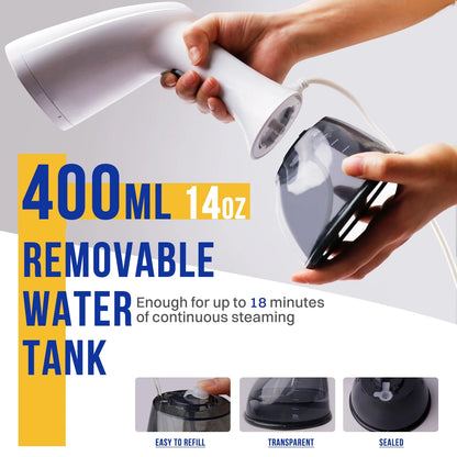 Steamer for Clothes, 1350W Portable Handheld Garment Steamer, 400Ml Water Tank, White/Black