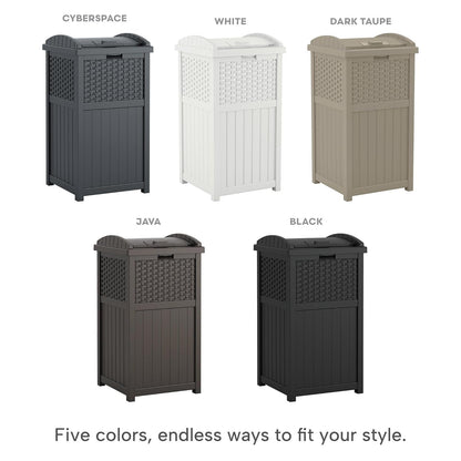 33 Gallon Commercial Outdoor Trashcan Hideaway with Lid for 30 to 33 Gallon Trash Bags for Garage, Backyard, or Garden, Brown