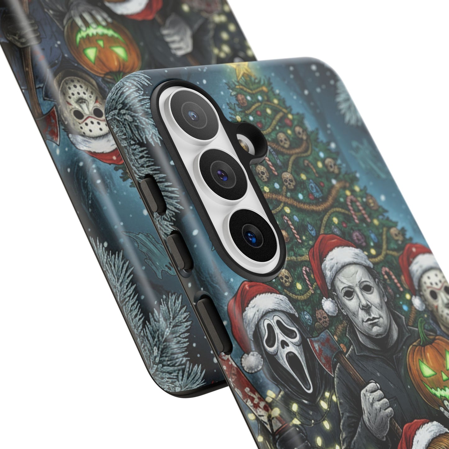 Christmas Horror Phone Case – Festive Slasher Collage Tough Case (iPhone, Samsung, Pixel)