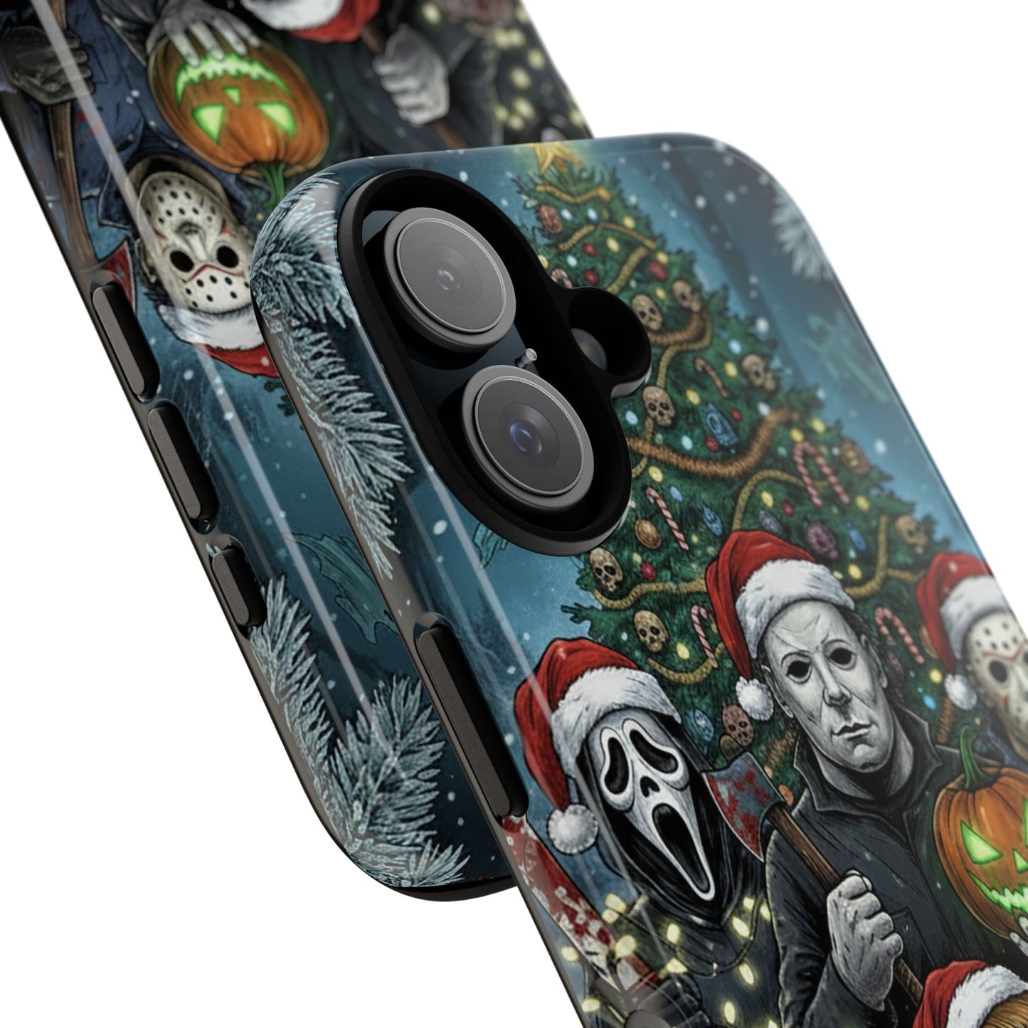 Christmas Horror Phone Case – Festive Slasher Collage Tough Case (iPhone, Samsung, Pixel)