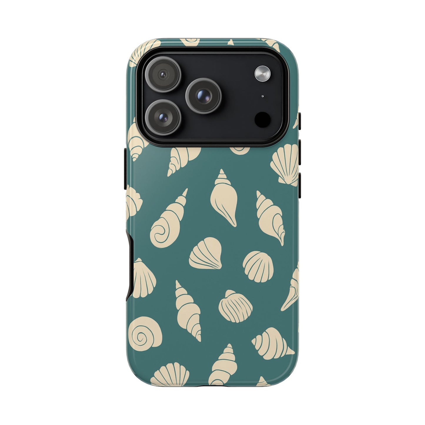 Seashell Pattern Phone Case | Teal Coastal Shells Tough Case for Iphone, Samsung Galaxy and Pixel