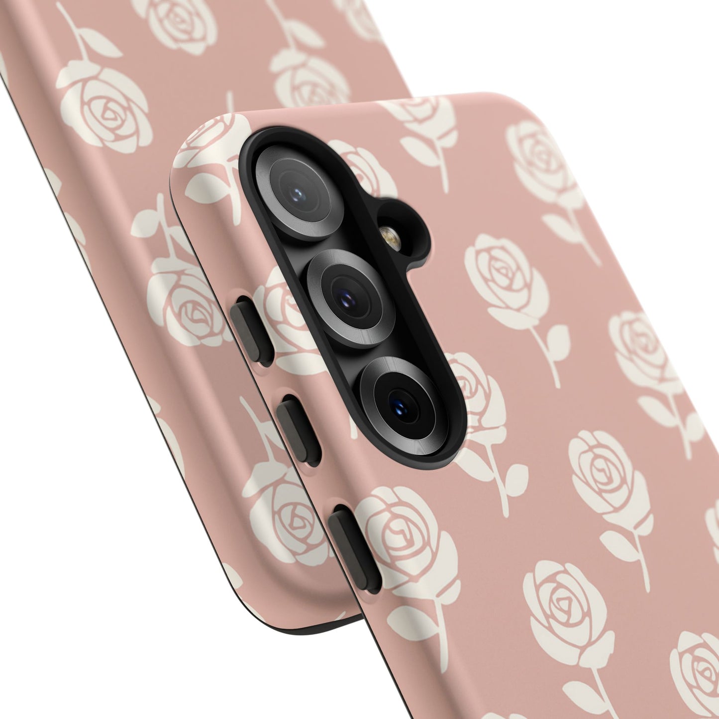 White Rose Pattern Tough Phone Case | Elegant Floral Aesthetic Case for Iphone, Samsung Galaxy and Pixel