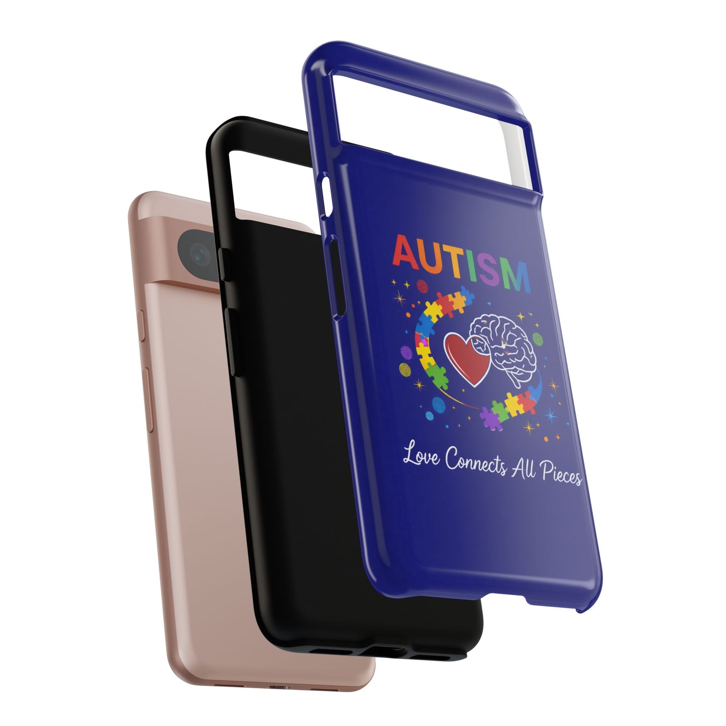 Autism Awareness Tough Case – "Love Connects All Pieces" Phone Case for Iphone, Samsung Galaxy and Pixel