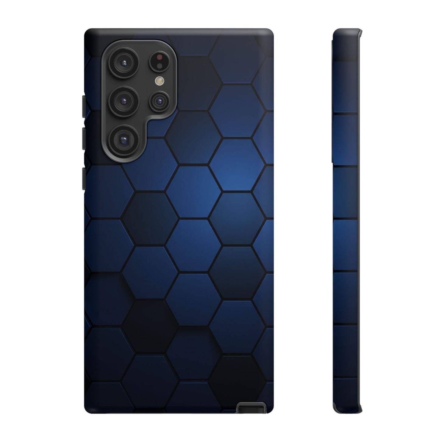 Blue Hexagon Gradient Phone Case | Honeycomb Geometric Tech Aesthetic | Minimalist Tough Case for iPhone & Samsung