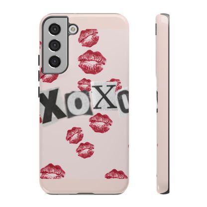 XOXO Kiss Print Phone Case | Coquette Valentine Aesthetic | Cute Pink Lipstick Kiss Tough Case for iPhone & Samsung