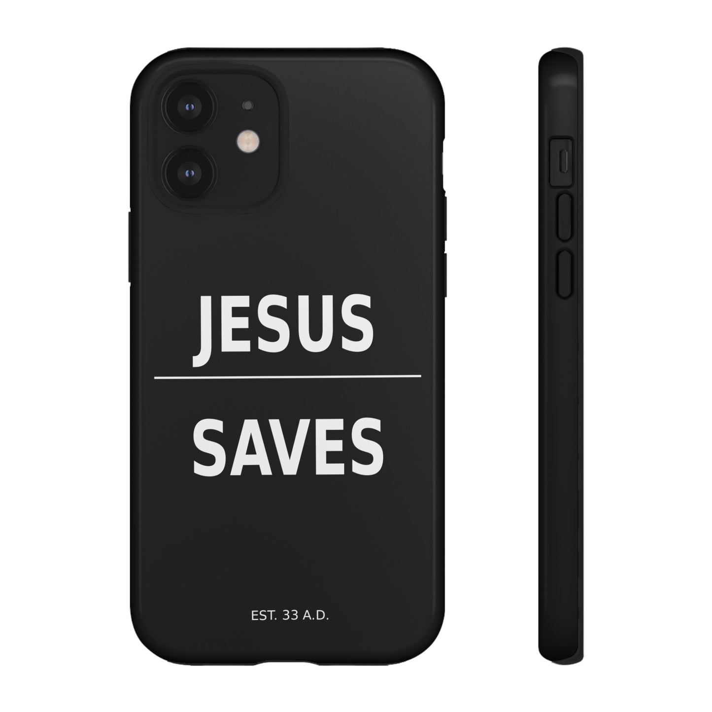 Jesus Saves Phone Case Christian Religious Minimalist Black Tough Cover