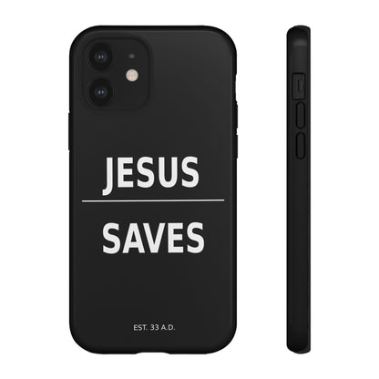Jesus Saves Phone Case Christian Religious Minimalist Black Tough Cover