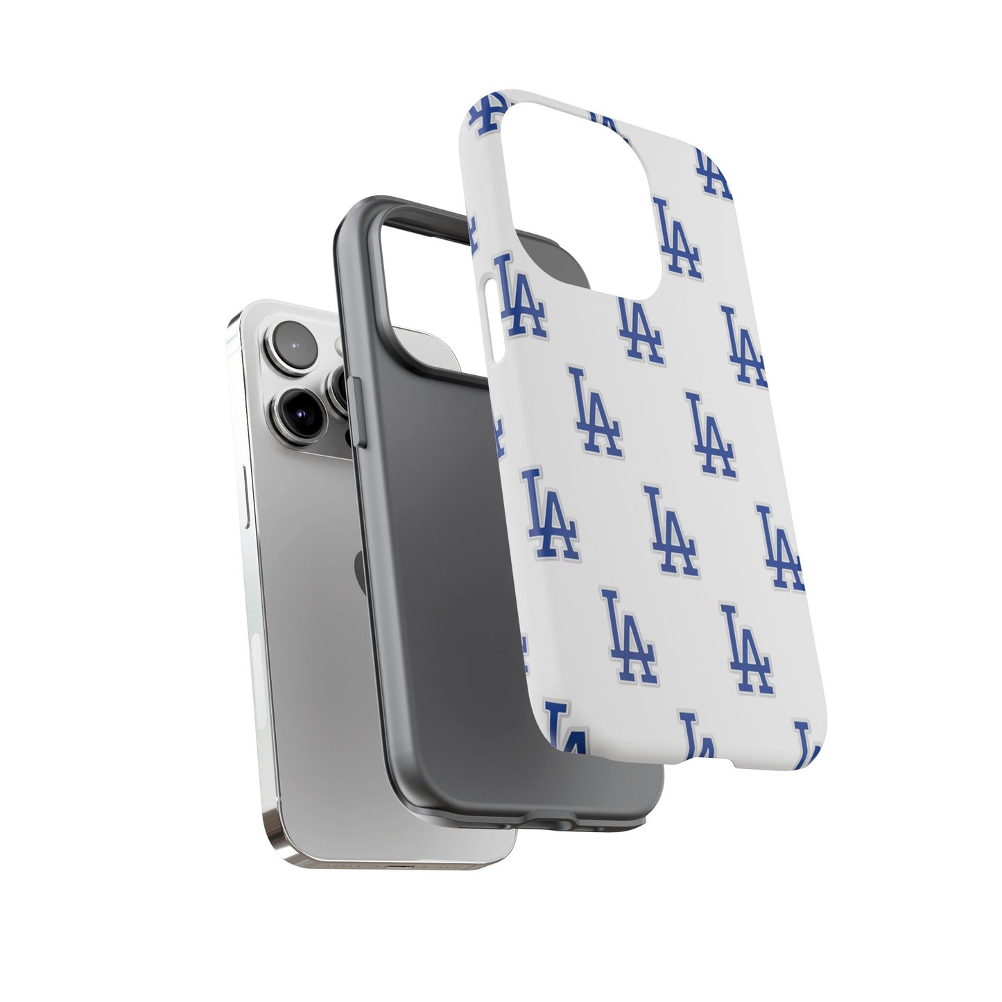 Blue LA Monogram Pattern Phone Case | Minimal Baseball Inspired Tough Cover