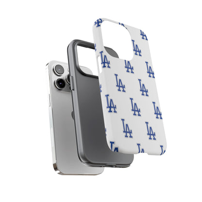 Blue LA Monogram Pattern Phone Case | Minimal Baseball Inspired Tough Cover