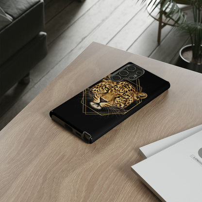 Leopard Phone Case – Black Gold Leopard Head Luxury Animal Tough Case