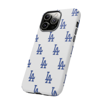 Blue LA Monogram Pattern Phone Case | Minimal Baseball Inspired Tough Cover
