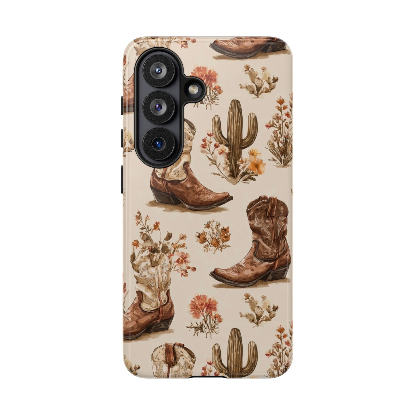 Cowboy Boots Western Phone Case Rustic Cowgirl Cactus Floral iPhone Samsung Pixel