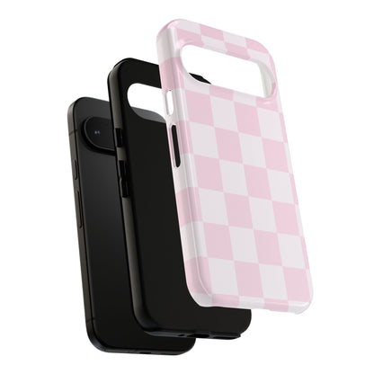 Pink Checkerboard Phone Case | Aesthetic Tough Protective Case