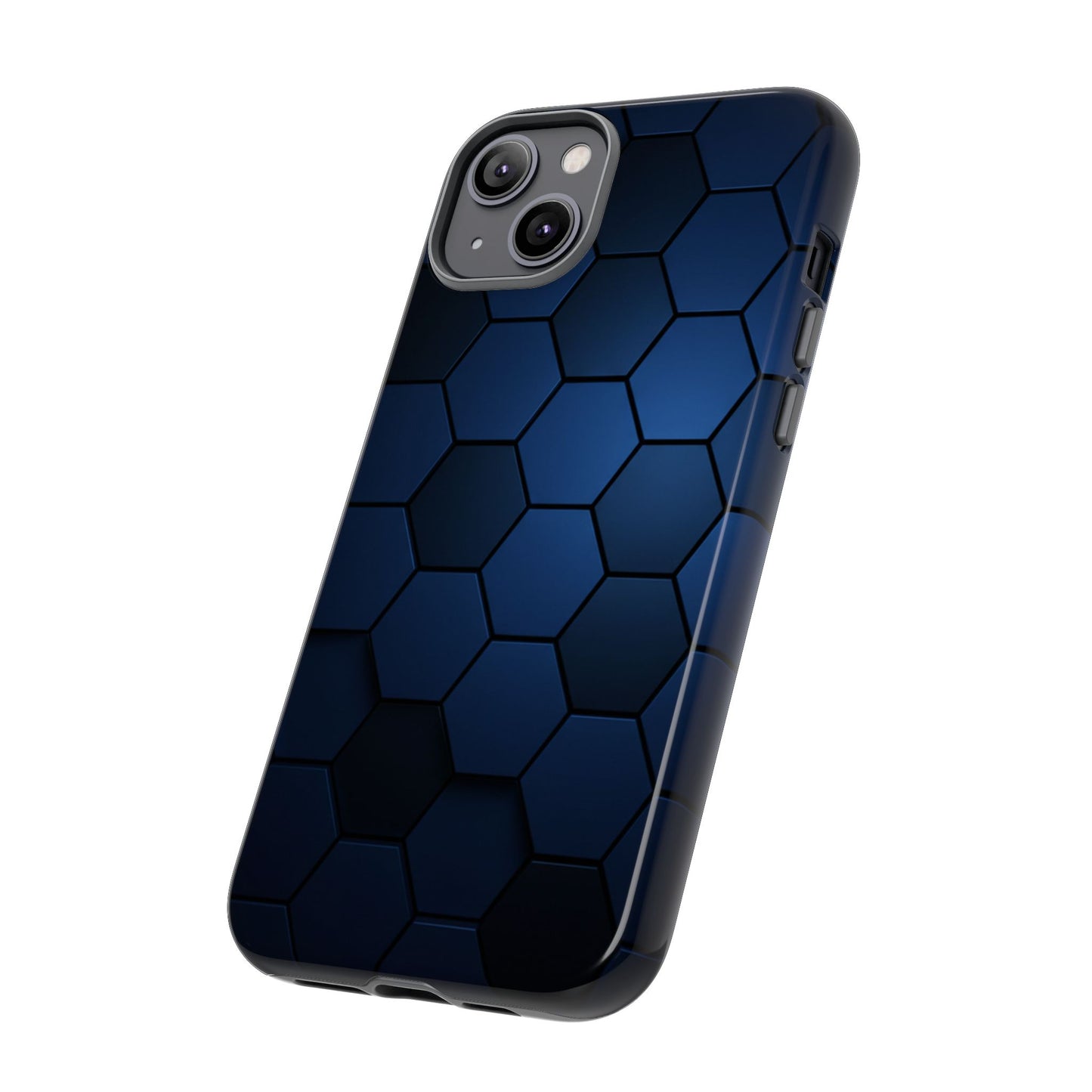 Blue Hexagon Gradient Phone Case | Honeycomb Geometric Tech Aesthetic | Minimalist Tough Case for iPhone & Samsung
