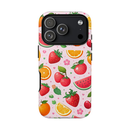 Fruit Phone Case – Tough Shockproof, Strawberry Cherry Citrus Summer Design for Iphone, Samsung Galaxy and Pixel