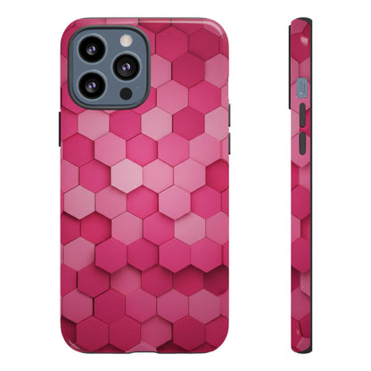 Hot Pink Hexagon Phone Case | Honeycomb Geometric Aesthetic | Cute Pink iPhone & Samsung Tough Protective Case