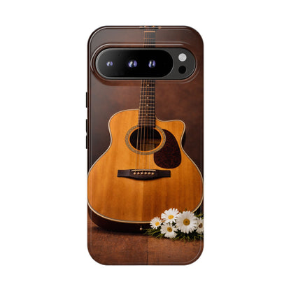 Acoustic Guitar Daisy Phone Case | Rustic Music Lover Tough Cover