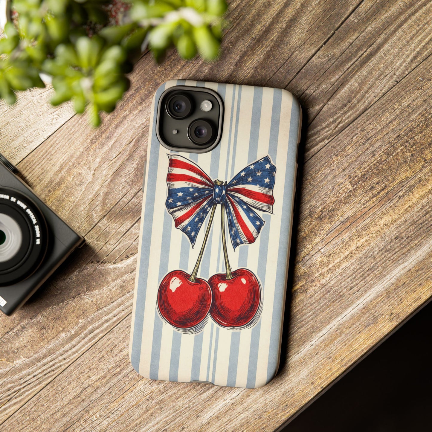 Patriotic Cherry Phone Case Americana Coquette Aesthetic iPhone Samsung