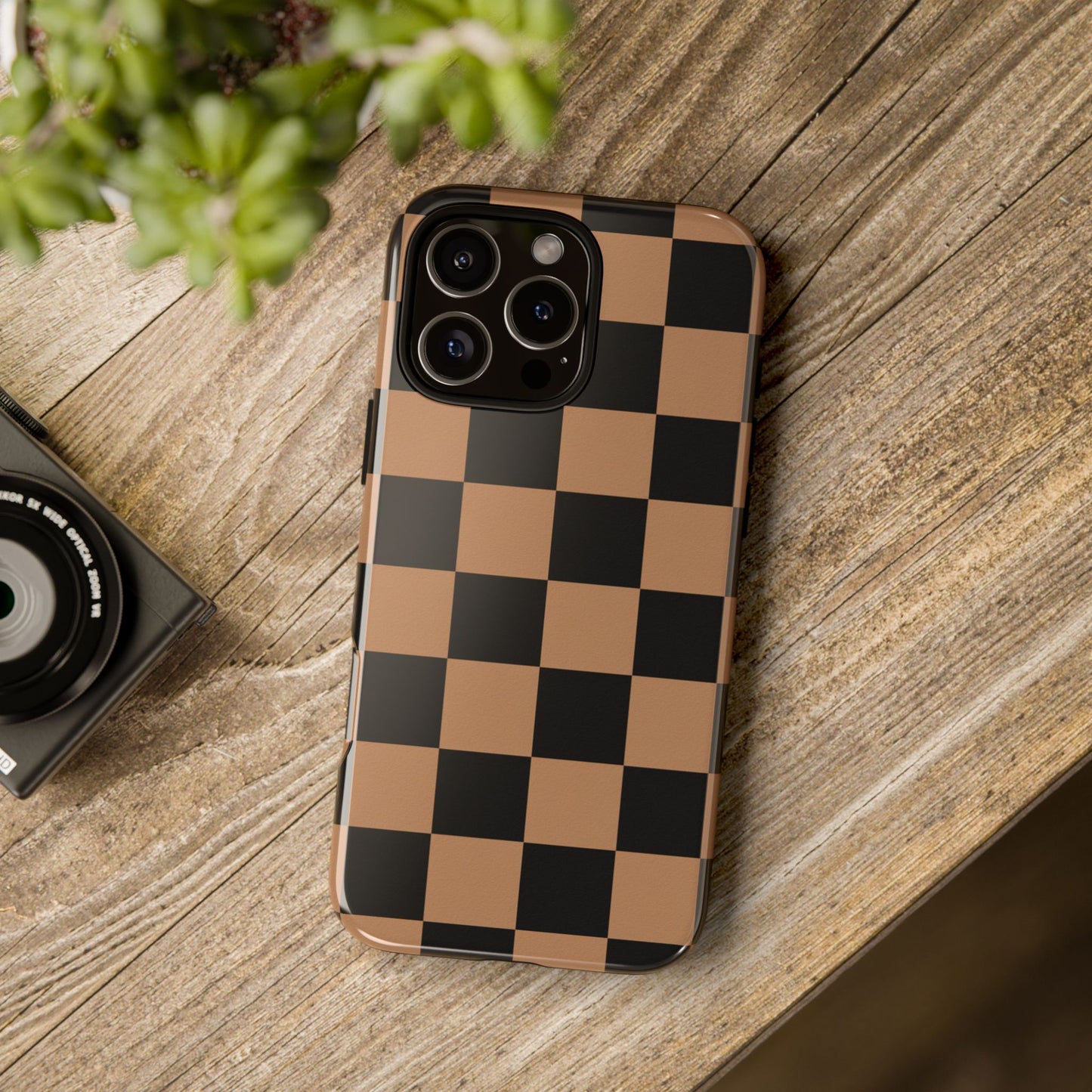 Brown Checkerboard Phone Case | Aesthetic Tough Protective Case