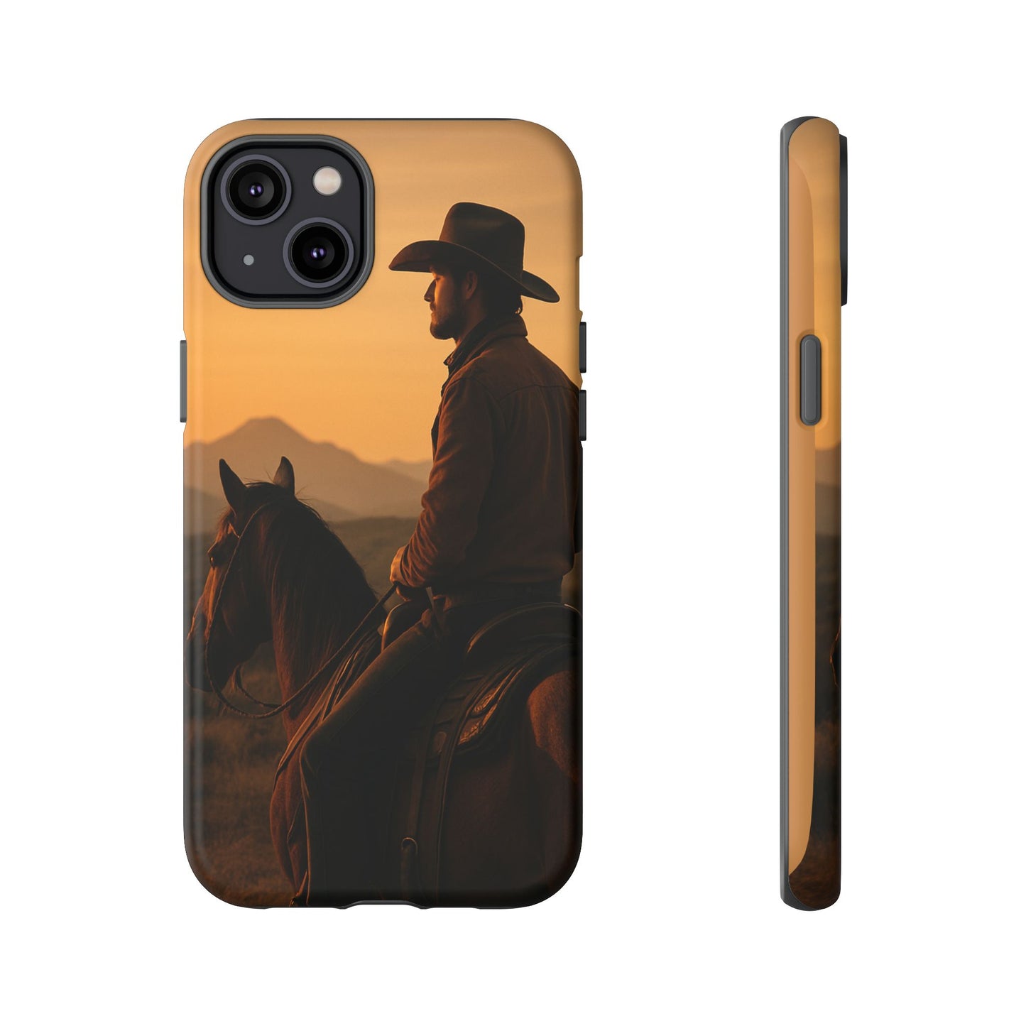 Western Cowboy Sunset Phone Case | Horse Rider Desert Aesthetic Tough Protective Case