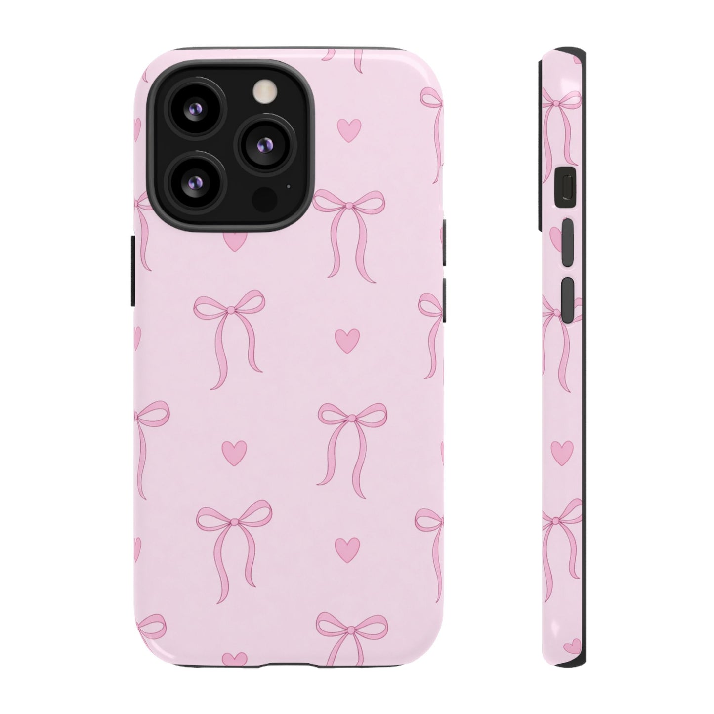Pink Bow Heart Aesthetic Phone Case – Coquette Cute Tough Cover